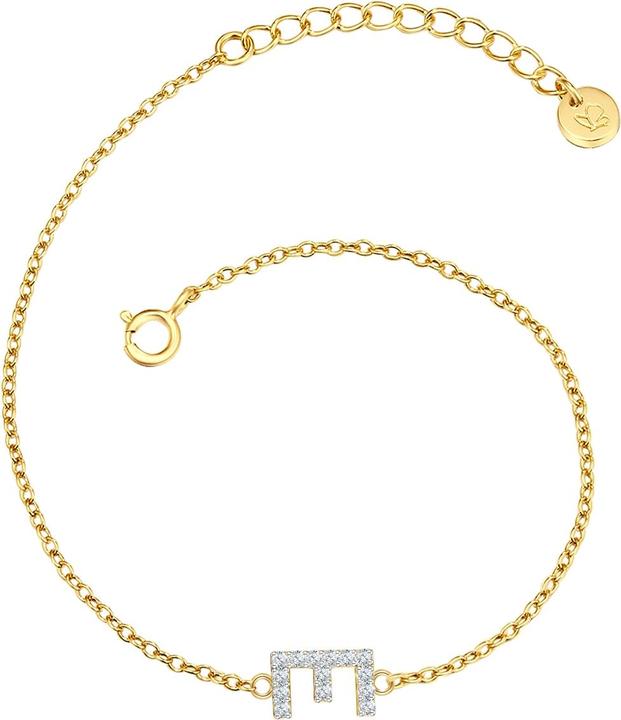 Immagine prodotto Glanzstücke München Lettera E da donna in argento sterling con zirconia cubica in oro giallo 17,0 cm di lunghezza base (17 cm, Argento)