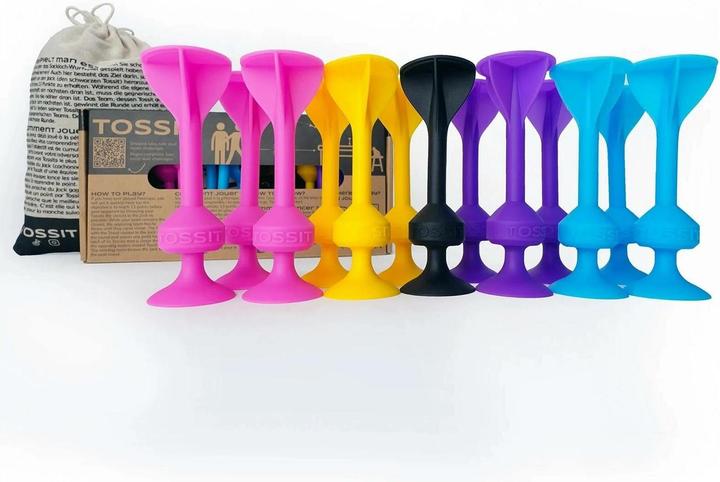 Produktbild Tossit Saugnapf-Darts - Set für 4 Spieler - Pink-Lila-Blau-Gelb (Multilingual)