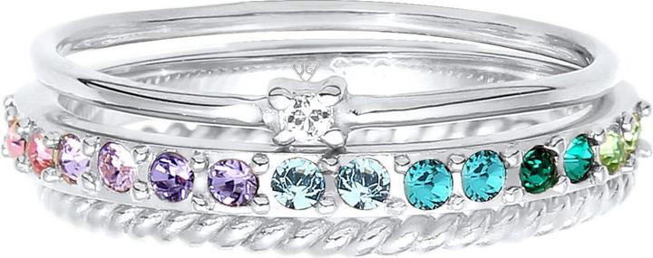 Produktbild Elli Kristall Ring, Multi-Color, Ring Set (66, 925 Silber)