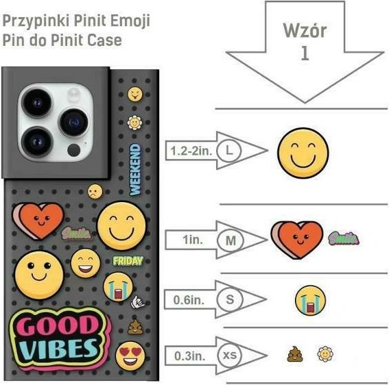 Image du produit Pinifit Zestaw Etui Pinit Dynamic + Emoji Pin iPhone 14 Pro Max 6.7" czarny/black wzór 1 (Apple iPhone 14 Pro Max)