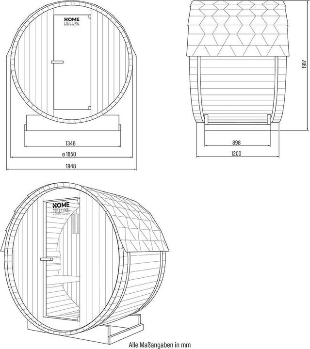 Produktbild Home Deluxe Outdoor Sauna Fasssauna AQUILA M - 195 x 120 cm für 2 Personen - Sauna mit 3,6kW Ofen (Plug & Play 3,6 KW interne Steuerung)