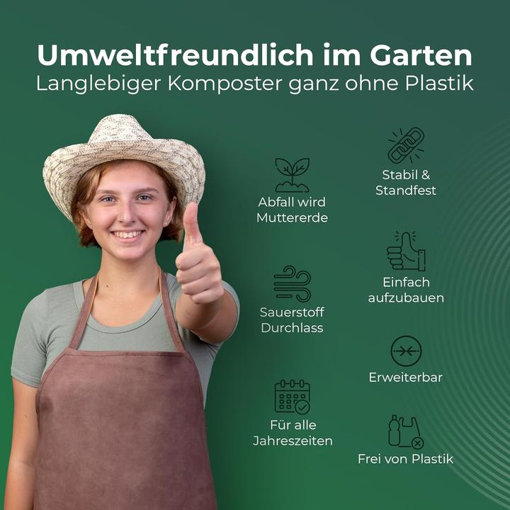 Produktbild Novatool Garten-Komposter Deckel und Boden, Komposter mit erweiterbarem Stecksytem, pulverbeschichte (1000 l)