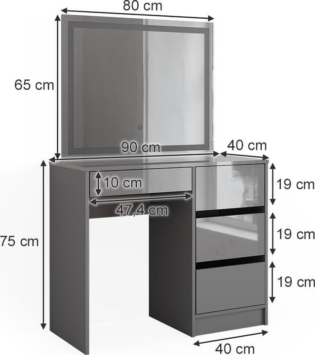 Produktbild Vicco Sherry mit Hocker und Beleuchtung (90 x 75 x 40 cm)
