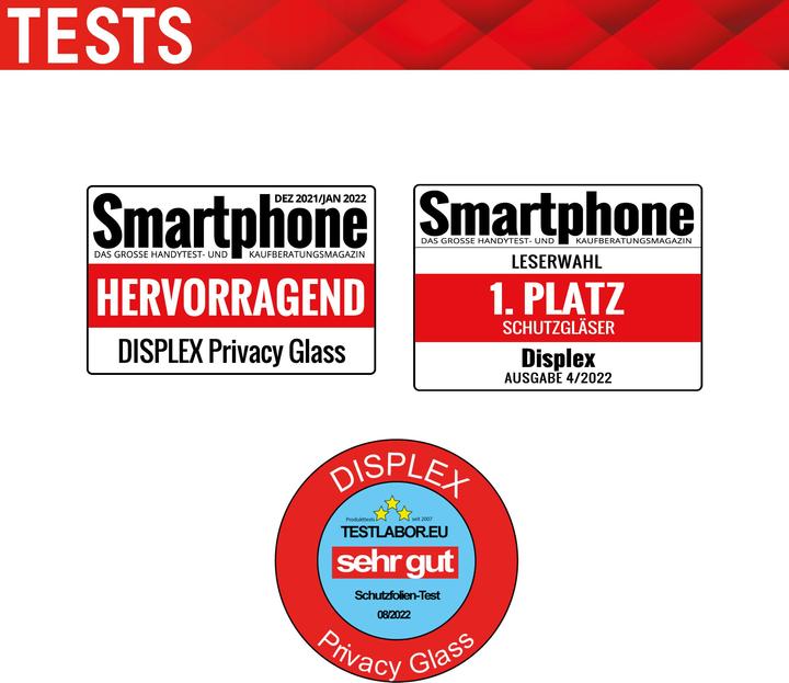 Actual product image Displex Real Glass, Privacy Full Cover Panzerglas (1 Piece, Apple iPhone 14 Pro)