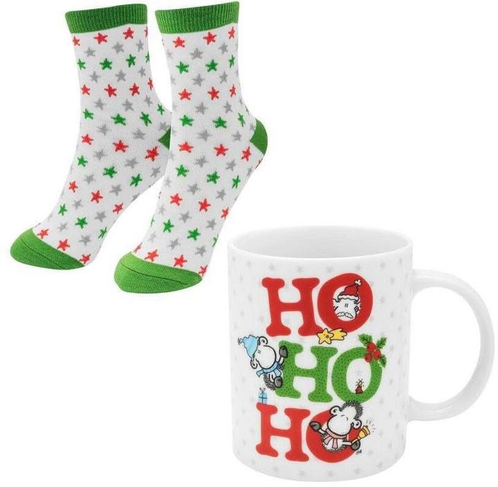 Sheepworld Fanartikel Tasse-Socken-Set Ho Ho Ho Grösse 36 - 40 (Einzelpack, 36 - 40)