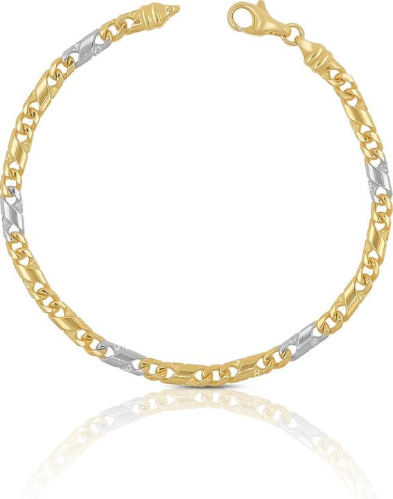 Muau 8er-Kette (19 cm, 750, Weissgold, 18K Gelbgold)