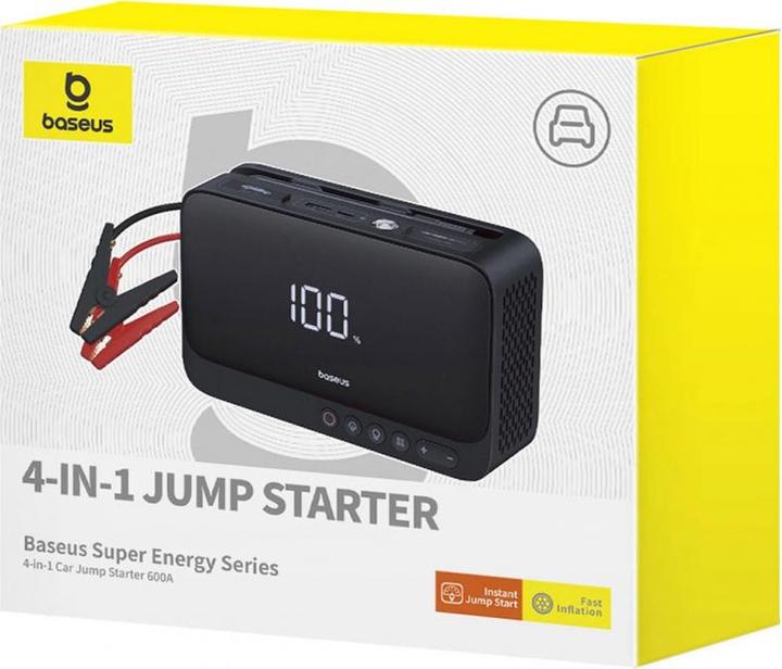 Produktbild Baseus Super Energy Car Jump Starter, 600A czarny (600 A, 3000 mAh)