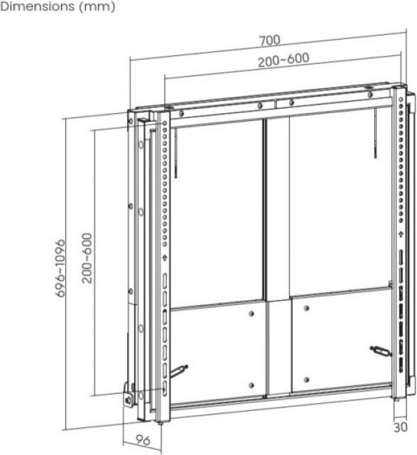 Immagine prodotto equip Staffa a parete 55"-86"/1TFT 35-65kg 1 giunto Up-Down bw (Muro, 86", 65 kg)