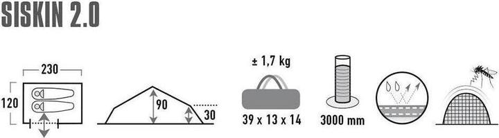 Actual product image High Peak Siskin 2.0 (Tunnel tent, 1.60 kg, 2 persons)