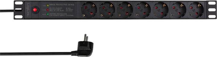 LogiLink 19" Steckdosenleiste 7-fach, mit Netzfilter u. Überlastschutz (7 x, CEE 7/3, 2 m)