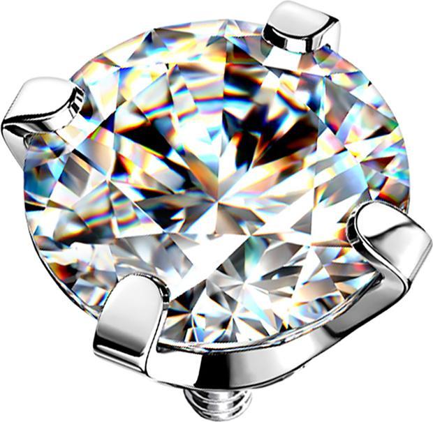 Star Piercing Dermal Anchor silber Kristall silber gefasst (Chirurgenstahl 316L)