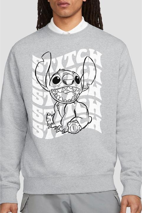 Actual product image Lilo & Stitch Unisex Adult Sketch Name Repeat Sweatshirt (S)