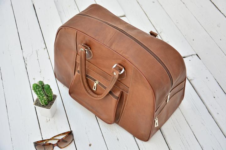 Immagine prodotto Only-Bags.Store Borsa da viaggio in pelle marrone scuro per uomini e donne, borsa da viaggio Weekender Overnight