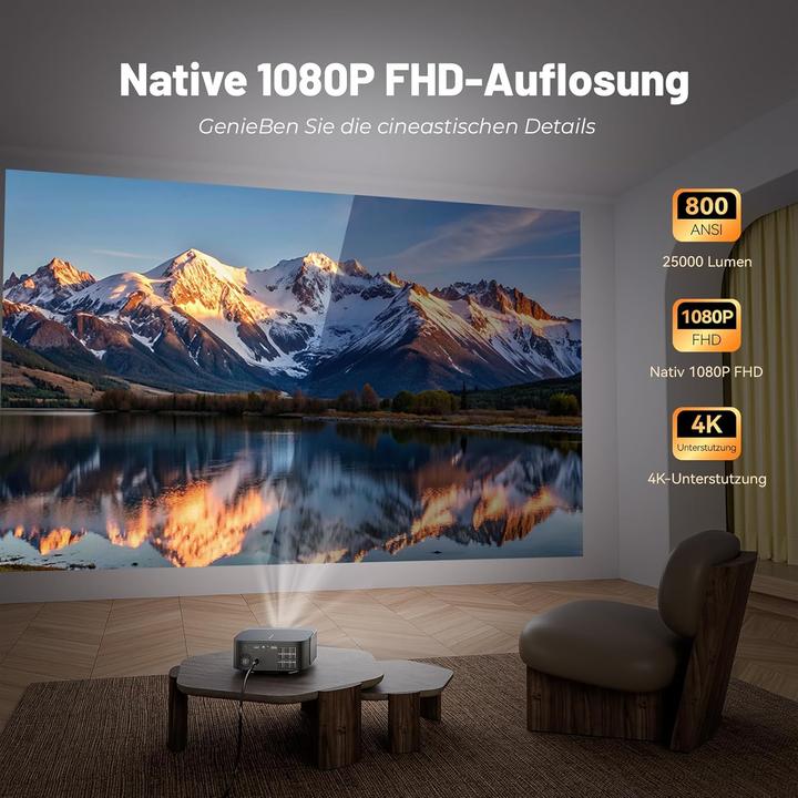 Immagine prodotto Zoomcat 4K Smart Beamer mit Netflix, Smart Android TV & WiFi-Bluetooth (800 lm)
