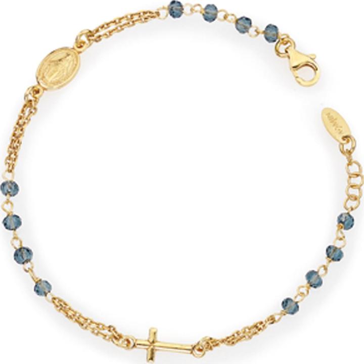 Amen Rosary Crystal Cross Armband (18 cm, 925er Silber)