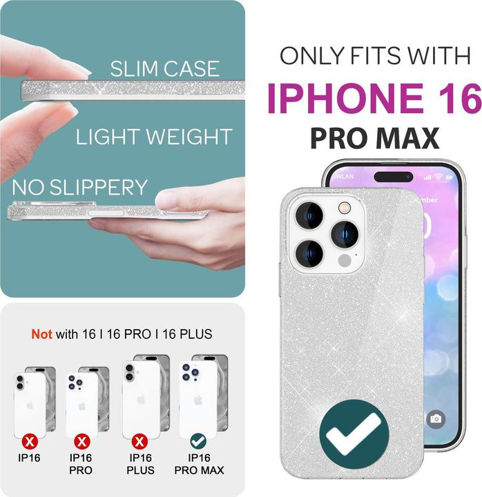 Immagine prodotto Nalia Copertina ibrida glitterata (Apple iPhone 16 Pro Max)