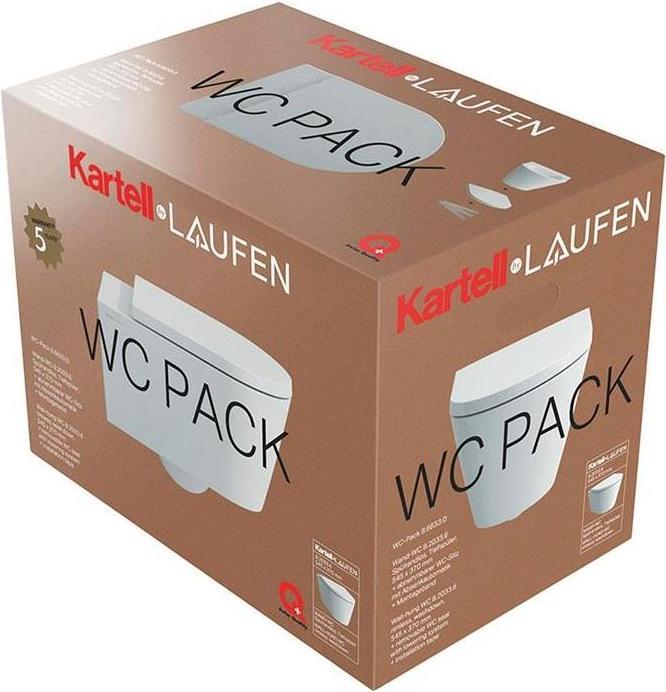 Produktbild Laufen Kartell Wand WC PACK mit Tiefspüler spülrandlos, incl. LCC, WC Sitz inkl. Absenkautomatik