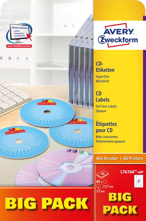 Produktbild Avery CD-Etiketten SuperSize