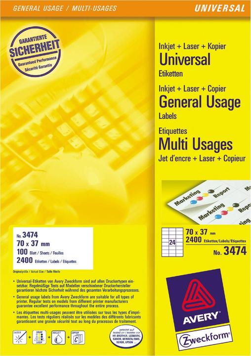 Actual product image Avery Universal Labels
