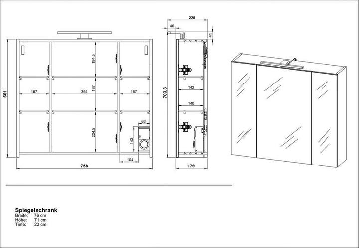 Actual product image Germania GW-YONKERS mirror cabinet, cashmere (76 x 71 cm)