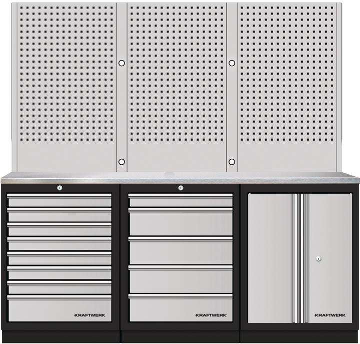 Kraftwerk Mobilo 3er Kombi Lochwand Edelsahl (48.80 cm, 200 cm)