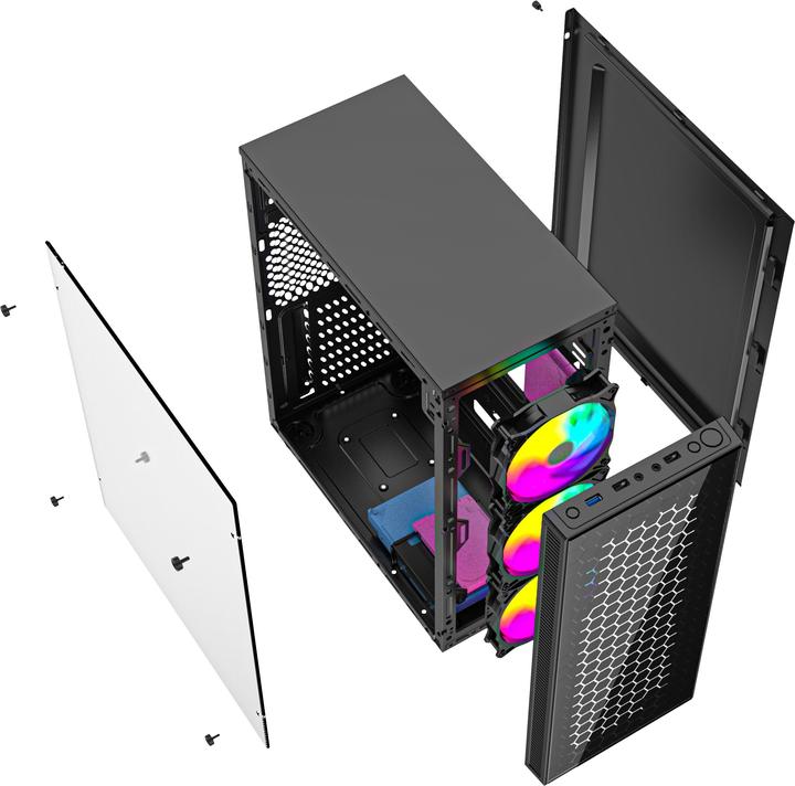 Actual product image Gembird Gaming ARGB case Fornax 500 bl (uATX, ATX, Mini-ITX, mATX)