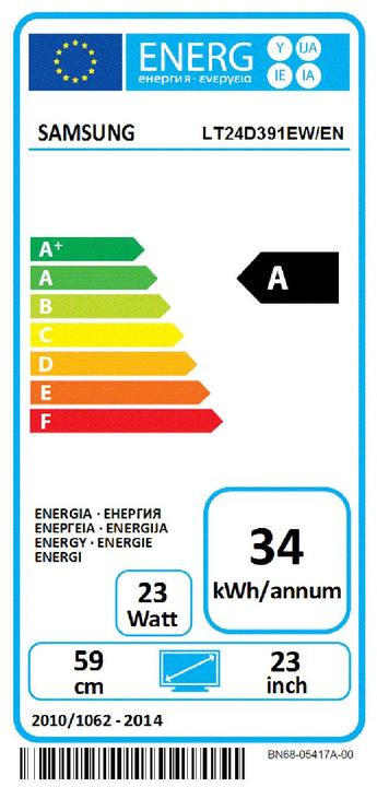Energie-Label Samsung Lt24d391ew (1920 x 1080 Pixel, 23.60")