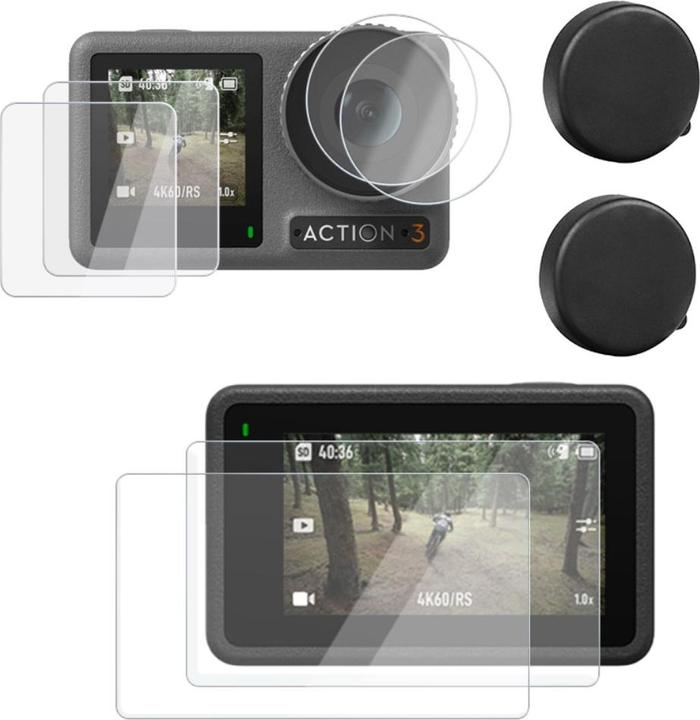Ueli Express 8 in 1 DJI Osmo Action Display und Linsen Panzerglas mit Objektivschutz (Osmo Action 3, Osmo Action 4)
