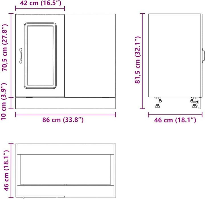 Image du produit VidaXL Élément bas de cuisine Kalmar Gris béton Bois composite Élément bas d'évier (86 x 46 x 81,5 cm)