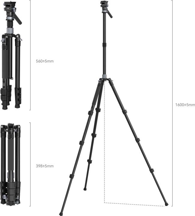 Image du produit SmallRig Travel Video Tripod Kit (Matières plastiques, Métal, Carbone)