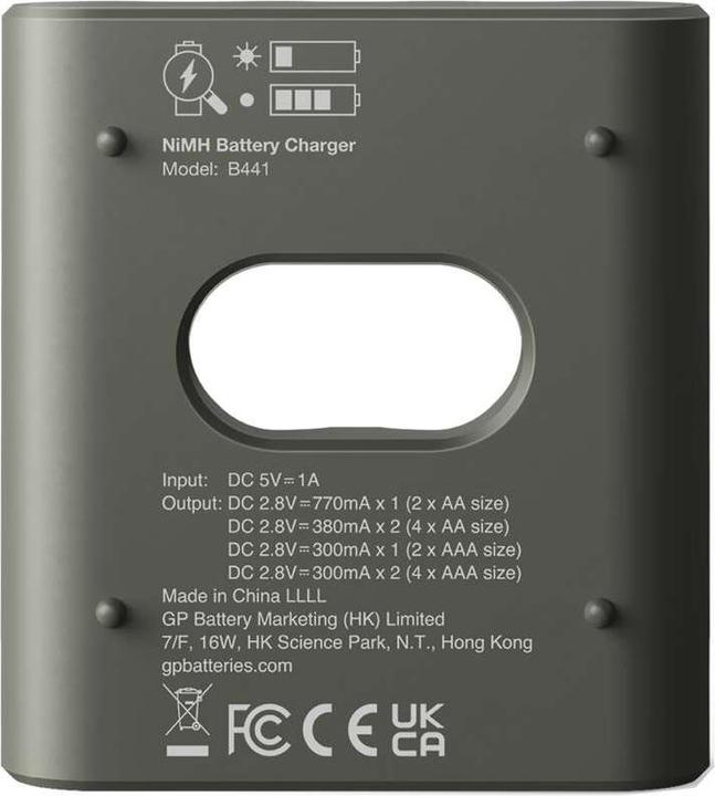 Actual product image GP Batteries GP ReCyko Everyday Battery Charger, B441 (USB), incl. 4 x AA 2100 mAh Batteries (4 pcs., AA, 2100 mAh, Battery + charger)