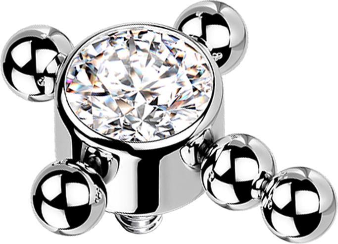 Produktbild Star Piercing Dermal Anchor silber Kreuz Kugeln Kristall silber (ohne Messing, Titan G23)
