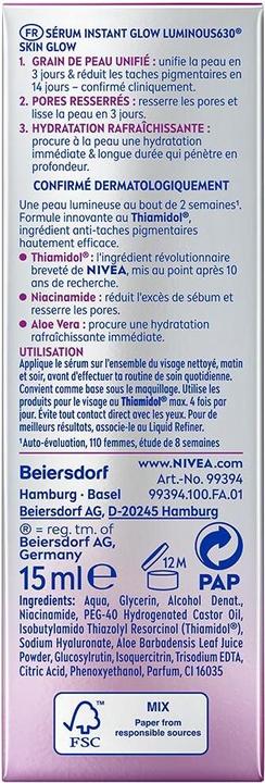 Nutritional values and ingredients NIVEA Skin Glow (15 ml)