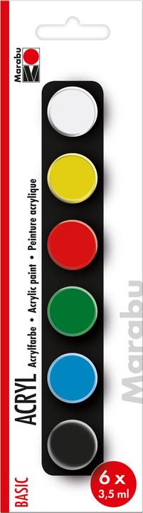 Actual product image Marabu Acrylic paint set Basic 6 x 3.5 ml (Multicoloured, 3.50 ml)