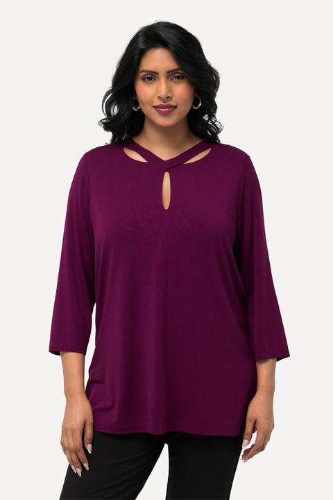 Produktbild Ulla Popken T-Shirt, Cut-Out, Lyocell, gedrehter Ausschnitt, 3/4-Arm (42, 44)