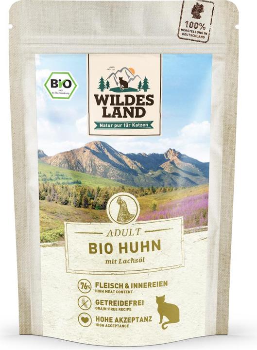 Wildes Land Wet Food Adult BIO Chicken PUR w. Salmon oil 85 g (Adult, 1 pcs., 90 g)