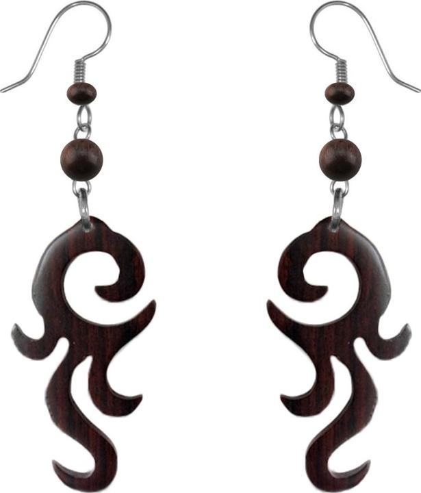 Star Piercing Ohrring Spirale mit Flammen aus Narra Holz