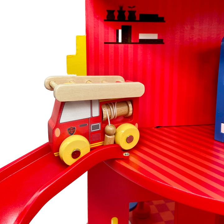 Produktbild Teamson Kids Feuerwehrstation aus Holz Spielset mit 24 Figuren Farbenfrohes Abenteuer