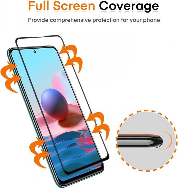 Produktbild Screenguard Xiaomi Redmi Note 10 4G Full Screen Panzerglas Schutzfolie 2.5D 9H (1 Stück, Xiaomi Redmi Note 10)