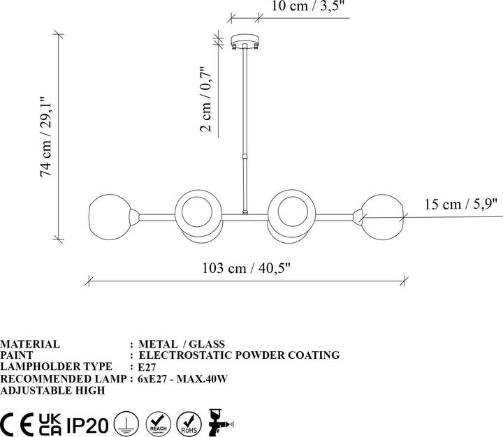 Image du produit Opviq Benek Lume Horizontal Chandelier