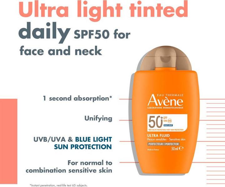 Actual product image Avène Ultra Fluid Perfector (Sun cream face, SPF 50+, 50 ml, 69 g)