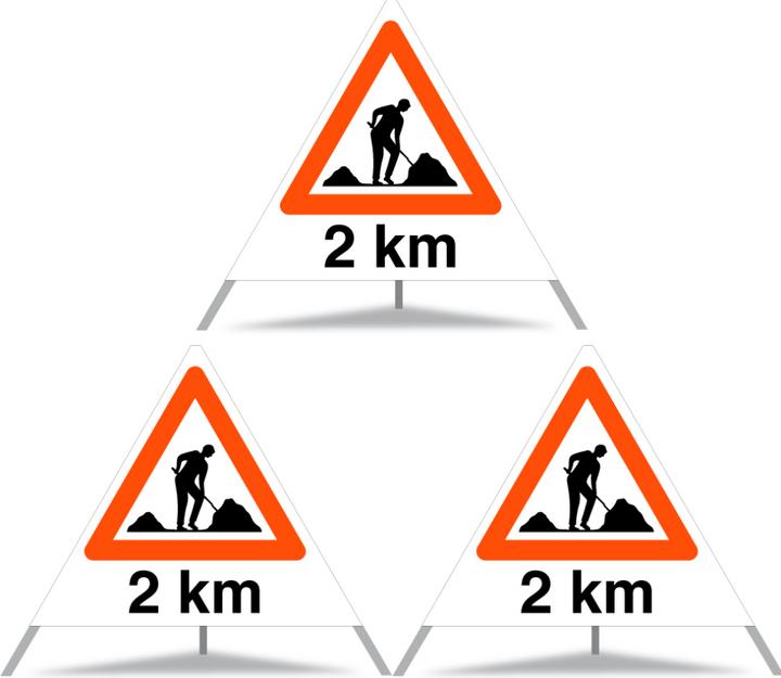 Produktbild Moravia Faltsignal Triopan, SL 700 mm, R2, Symbol 1.14 Baustelle