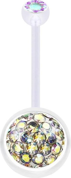 Immagine prodotto Star Piercing Banana trasparente con cristallo a sfera multicolore e strato protettivo epossidico in cristallo a (Bioflex, senza ottone)