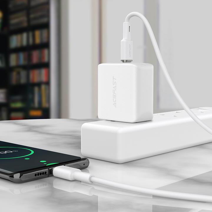 Actual product image Acefast cable USB Type C - USB Type C 1.2m, 60W (20V / 3A) white (C2-03 white) (1.20 m, USB 2.0, 60 W)