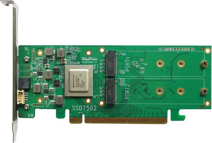 Image du produit HighPoint Contrôleur RAID SSD7502 2x M.2 NVME PCI-x4v4, PCI-Ex16