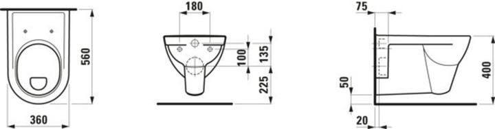 Produktbild Laufen Wand-WC PRO Flachspüler, 6 l weiss