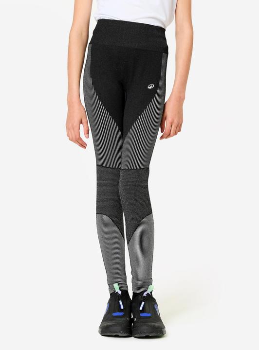 Image du produit Decathlon Legging de fitness sans couture fille, noir et blanc (140)