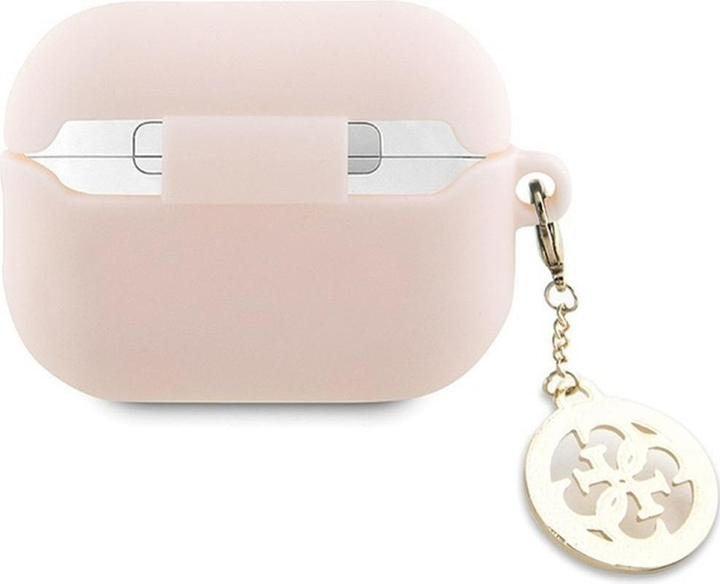Actual product image Guess GUAP23DSLGHDP AirPods Pro 2 cover różowy/pink 3D Rubber 4G Diamond Charm (Headphone bag)