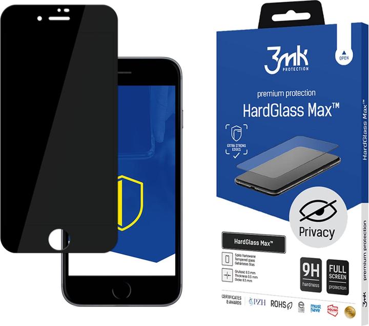 Actual product image 3MK Glass Max Privacy iPhone 7 czarny black, FullScreen Glass Privacy (1 Piece, Apple iPhone 7)