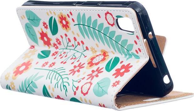 Actual product image MU Style Case leather with flowers and leaves (DTEK50)